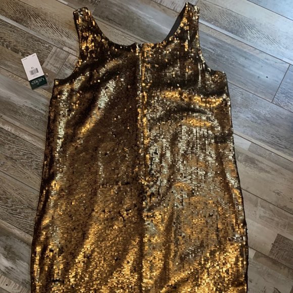 Ralph Lauren Gold/Copper Sequin Cocktail Dress size 12 - Picture 4 of 5